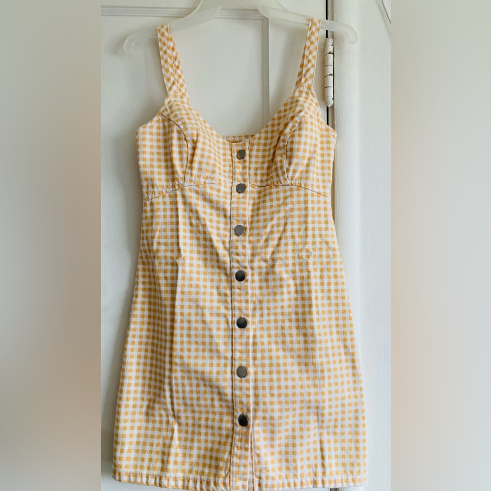 Topshop Yellow and White Gingham Dress